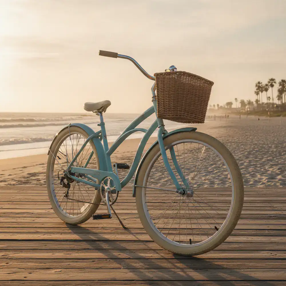 Bicicleta de paseo Coastal Cruiser frente al mar