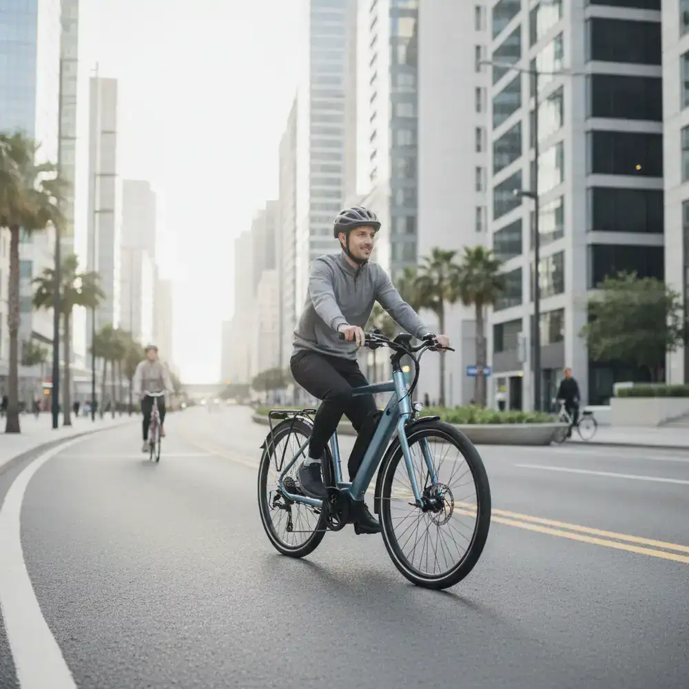 Bicicleta eléctrica Volt Glide en una avenida moderna